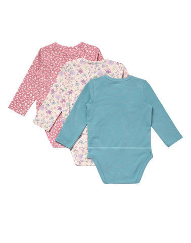 Hanes Pure Comfort Baby Long Sleeve Bodysuits, Organic Cotton, Boys & Girls, 3-Pack