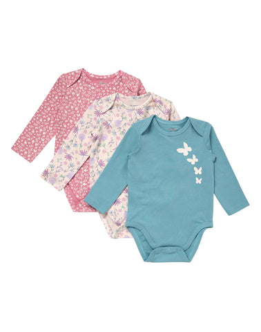 Hanes Pure Comfort Baby Long Sleeve Bodysuits, Organic Cotton, Boys & Girls, 3-Pack