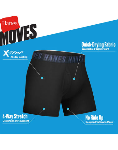 Hanes Moves Boys’ Performance Stretch Boxer Brief Underwear, Assorted Solids/Prints, 5-Pack