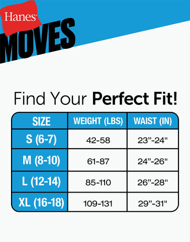 Hanes Moves Boys’ Performance Stretch Boxer Brief Underwear, Assorted Solids/Prints, 5-Pack