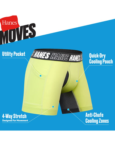 Hanes Moves Boys' Anti-Chafe Boxer Brief Underwear, Assorted, 5-Pack