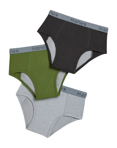 Hanes Confident Nights Boys' Brief, 3-Pack, Lined Boys' Nighttime Underwear, Comfortable Overnight Underwear for Boys