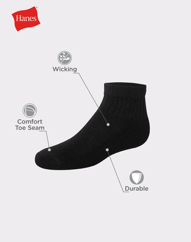 Hanes Double Tough Boys' Cushion Ankle Socks, 12-Pairs