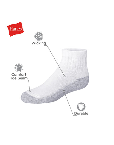 Hanes Double Tough Boys' Cushion Ankle Socks, 12-Pairs