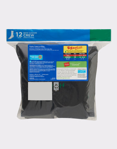 Hanes Double Tough Boys' Cushion Crew Socks, 12-Pairs