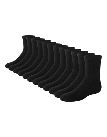 Hanes Double Tough Boys' Cushion Crew Socks, 12-Pairs