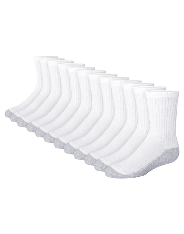 Hanes Double Tough Boys' Cushion Crew Socks, 12-Pairs