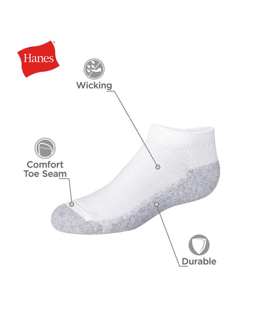 Hanes Double Tough Boys' Cushion No Show Socks, 12-Pairs