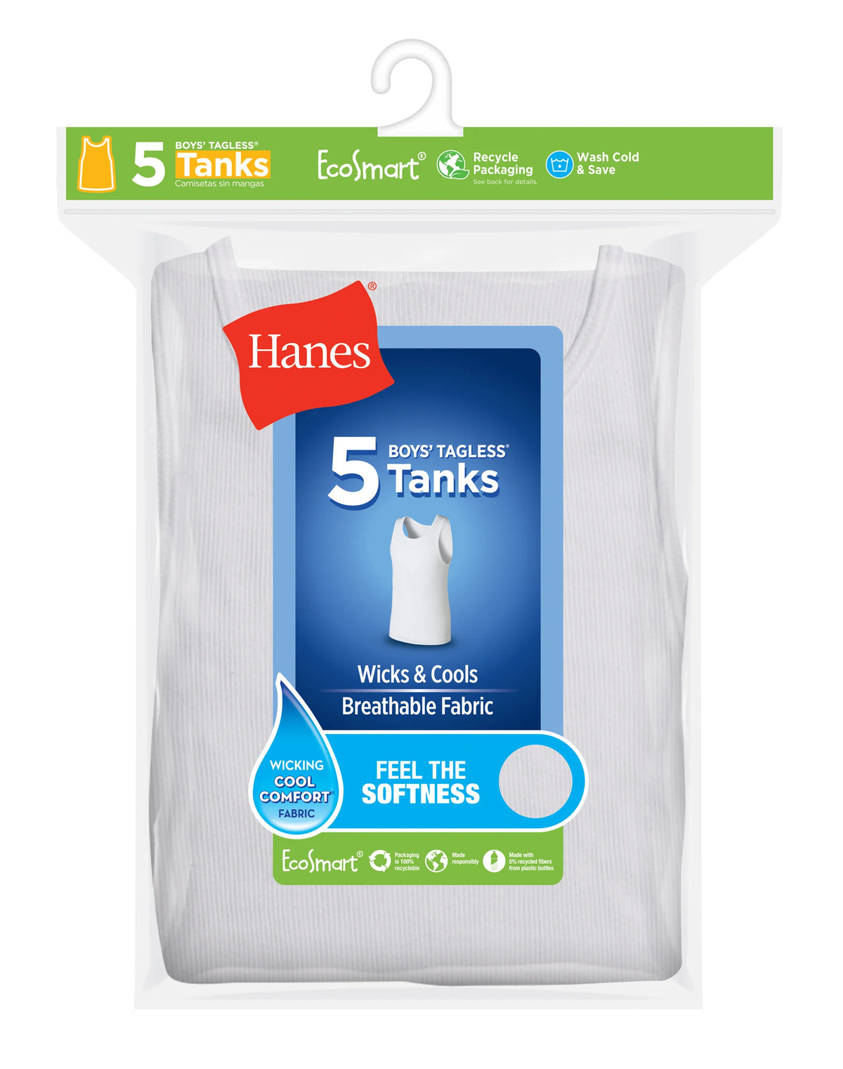 Hanes EcoSmart Boys' Tank, 5-Pack