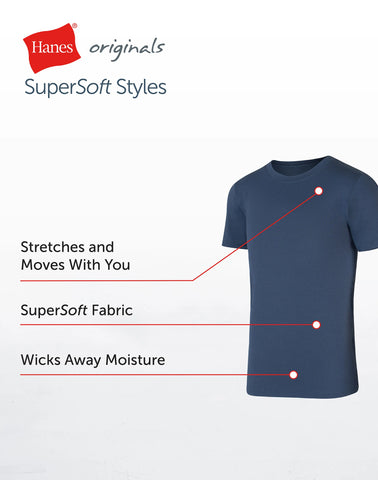 Hanes Originals Boys' SuperSoft T-Shirt, Assorted, 3-Pack