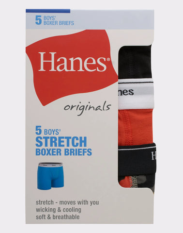 Hanes Originals Boys' Boxer Brief Underwear, Orange & Assorted, 5-Pack