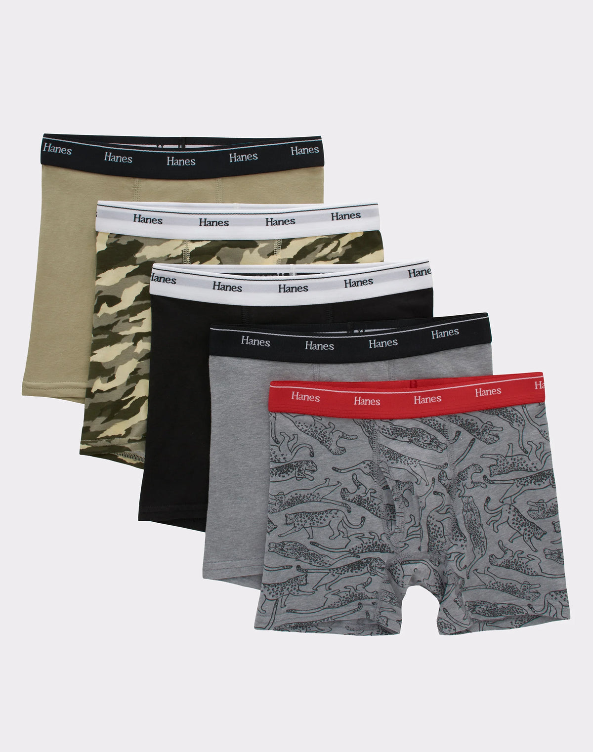 Hanes Originals Boys' Boxer Brief Underwear, Camo & Assorted, 5-Pack