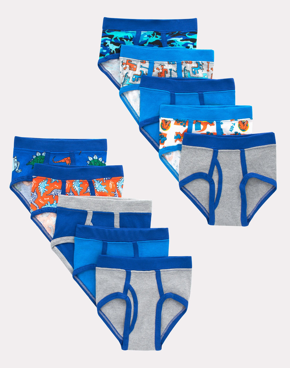 Hanes Toddler Boys' Tagless Briefs, Dinosaur Prints & Solids, 10-Pack