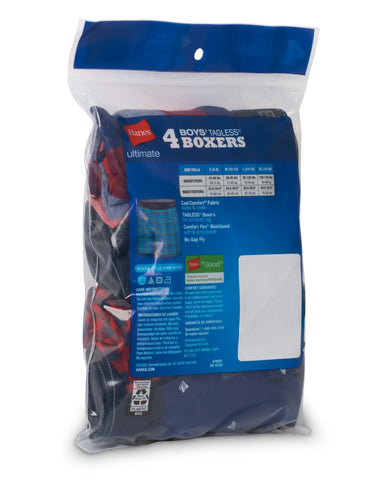 Hanes Ultimate ComfortSoft Boys' Woven Boxer Underwear, Assorted, 4-Pack
