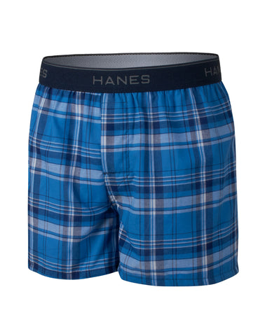 Hanes Ultimate ComfortSoft Boys' Woven Boxer Underwear, Assorted Plaid, 4-Pack