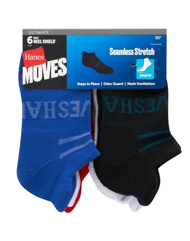 Hanes Moves Ultimate Boys' Seamless Stretch Heel Shield Socks, 6-Pairs