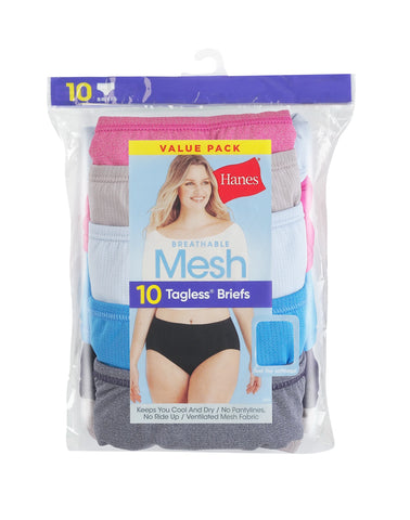 Hanes Breathable Mesh Women's Brief Underwear, 10-Pack