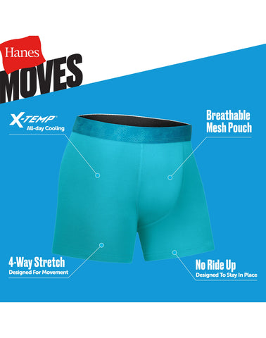 Hanes Moves Boys' Breathable Boxer Brief Underwear, X-Temp, Assorted Prints & Solids, 5-Pack