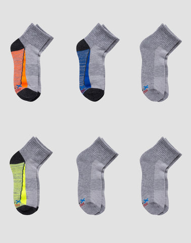 Hanes Boys' Performance Ankle Socks, X-Temp, 6-Pairs