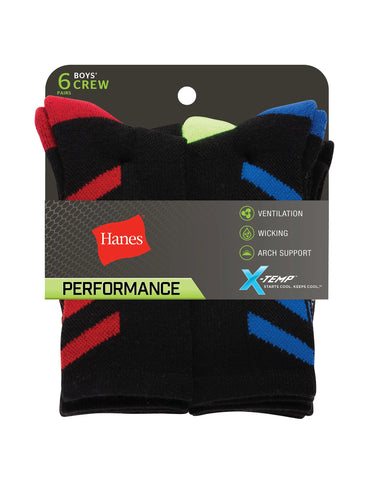 Hanes Performance Boys' X-Temp®Crew  6-Pack