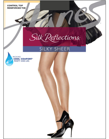 Hanes Silk Reflections Sheer Pantyhose with Control Top, Reinforced Toe, 6-Pack