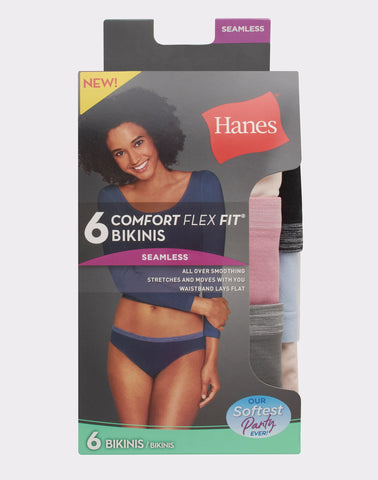 Hanes Women's Seamless Bikini Underwear, Comfort Flex Fit, 6-Pack