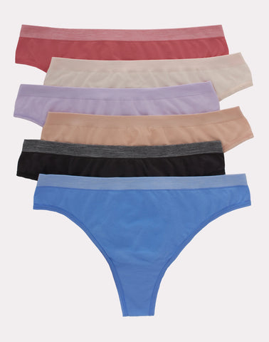 Hanes Comfort Flex Fit Women's Seamless Thong Underwear, 6-Pack