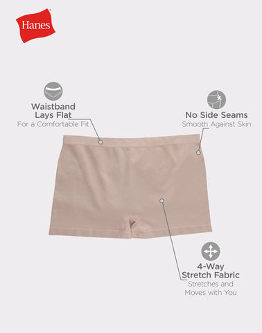 Hanes Women's Seamless Boyshort Underwear, Comfort Flex Fit, 6-Pack
