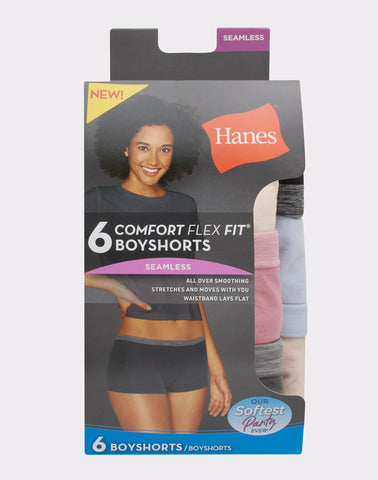 Hanes Women's Seamless Boyshort Underwear, Comfort Flex Fit, 6-Pack