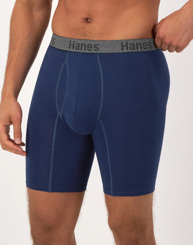 Hanes Comfort Flex Fit Men's Long Leg Boxer Brief Underwear, Moisture-Wicking, 3-Pack
