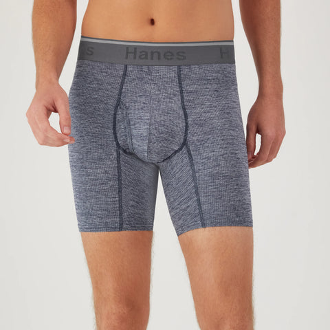 Hanes Comfort Flex Fit Men's Breathable Stretch Mesh Boxer Brief Underwear, Blue/Grey/Black, 3-Pack