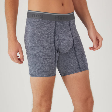 Hanes Comfort Flex Fit Men's Breathable Stretch Mesh Boxer Brief Underwear, Blue/Grey/Black, 3-Pack