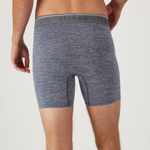 Hanes Comfort Flex Fit Men's Breathable Stretch Mesh Boxer Brief Underwear, Blue/Grey/Black, 3-Pack