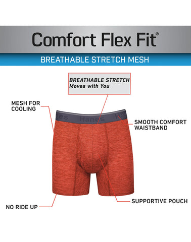 Hanes Comfort Flex Fit Men's Breathable Stretch Mesh Boxer Brief Underwear, Red/Green/Black, 3-Pack