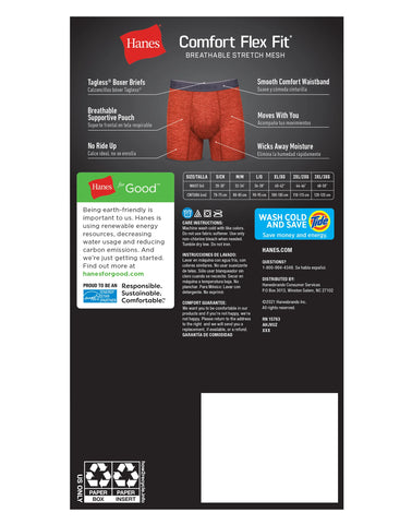 Hanes Comfort Flex Fit Men's Breathable Stretch Mesh Boxer Brief Underwear, Red/Green/Black, 3-Pack