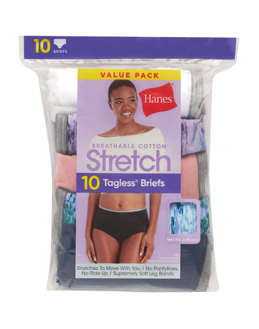 Hanes Women's Breathable Stretch Cotton Brief Underwear, 10-Pack