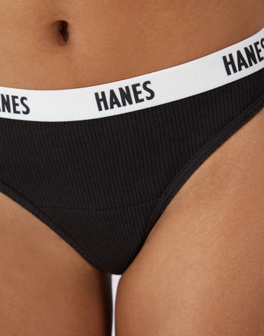 Hanes Soft & Breathable Women’s Ribbed Cotton Thong Underwear, 3-Pack