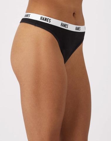 Hanes Soft & Breathable Women’s Ribbed Cotton Thong Underwear, 3-Pack