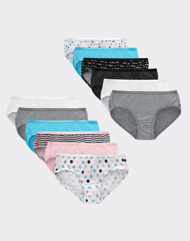 Hanes Girls' Tagless Hipster Underwear, 12-Pack