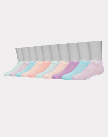 Hanes Comfort Soft Girls' No Show Socks, 10-Pairs