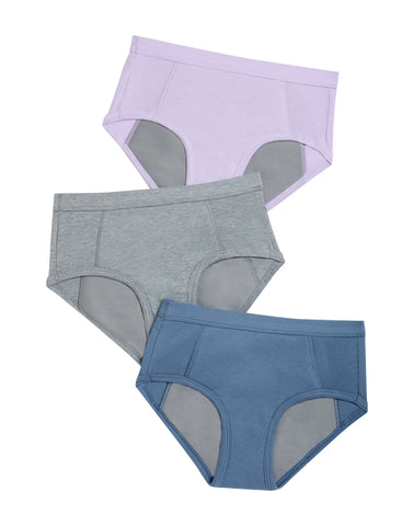 Hanes Girls' Absorbency Underwear Briefs Pack, 3-Pack, Confident Nights, Cotton