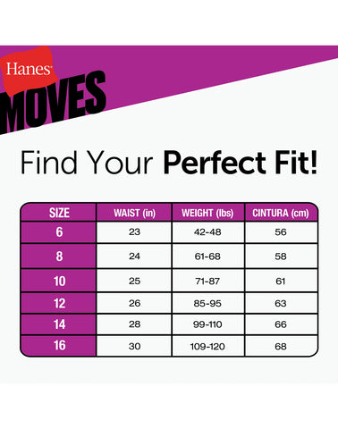 Hanes Moves Girls' Breathable Stretch Brief Underwear, Assorted Solids, 4-Pack