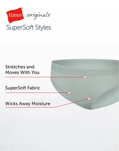 Hanes Originals Girls' SuperSoft Bikini Underwear, 5-Pack