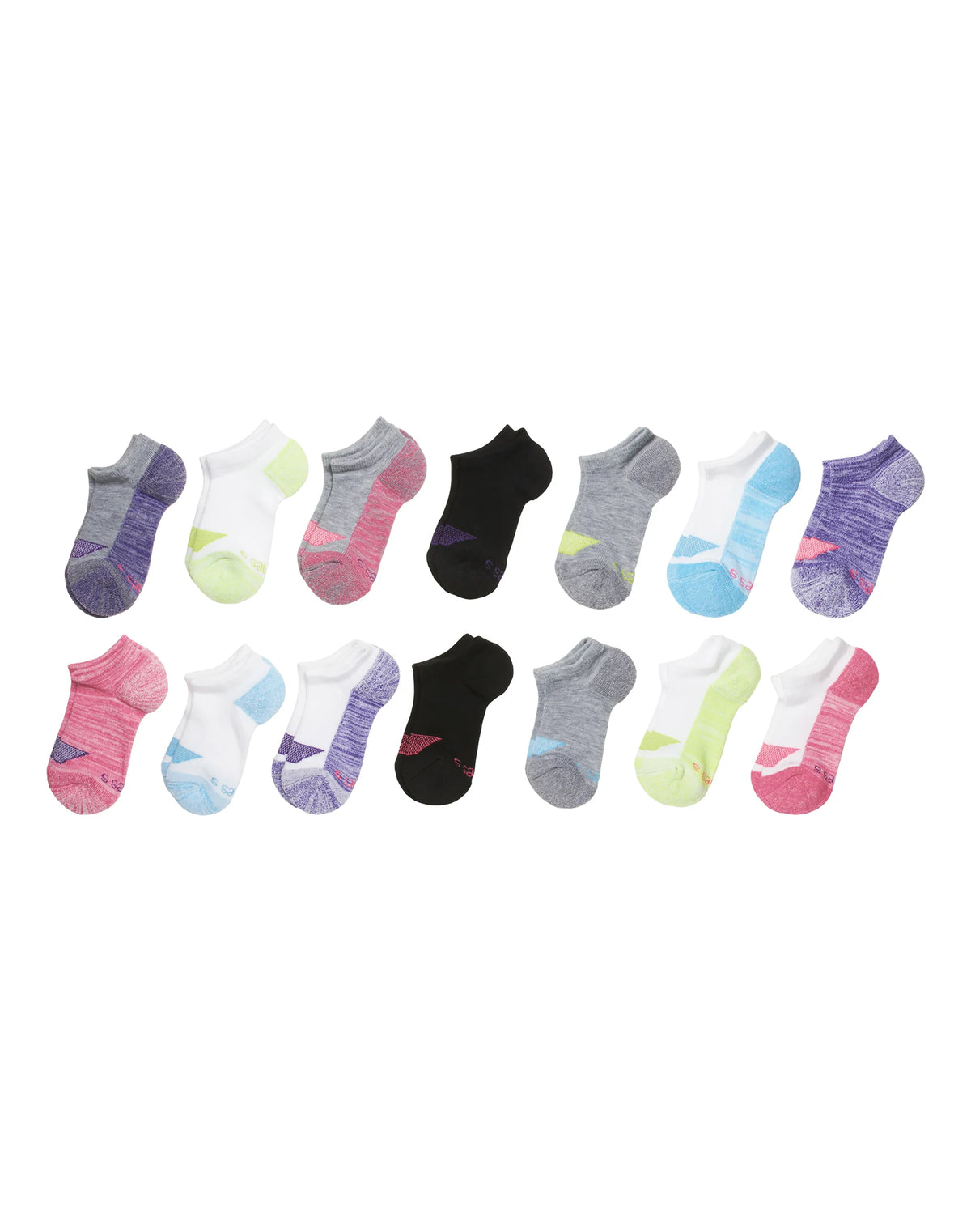 Hanes Ultimate Girls' No Show Socks, Moisture Wicking, 14-Pairs