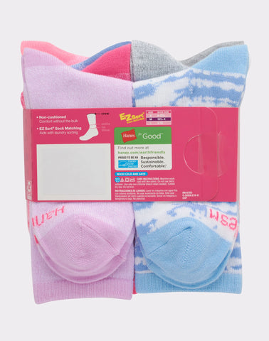 Hanes Ultimate Girls' Crew Socks, Fashion Assortment, 10-Pairs