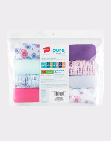Hanes Ultimate Pure Comfort Girls' Brief Underwear, Cotton, 8-Pack