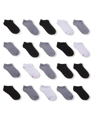 Hanes Boys' No Show Socks, Super Value Pack, 20-Pairs