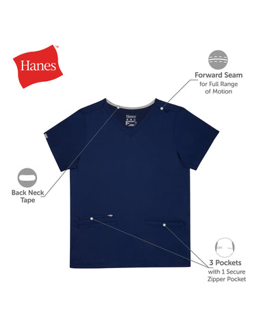 Hanes Premium Scrubs Women's 3-Pocket Scrub Top