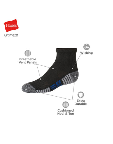 Hanes Ultimate Double Tough Boys' Ankle Socks, 10-Pairs