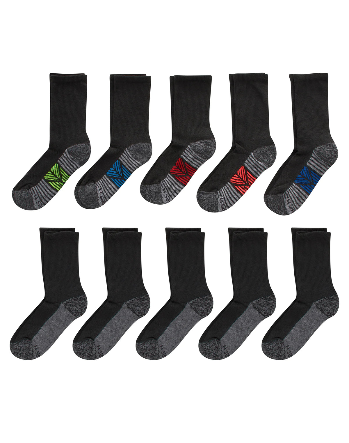 Hanes Ultimate Double Tough Boys' Crew Socks, 10-Pairs